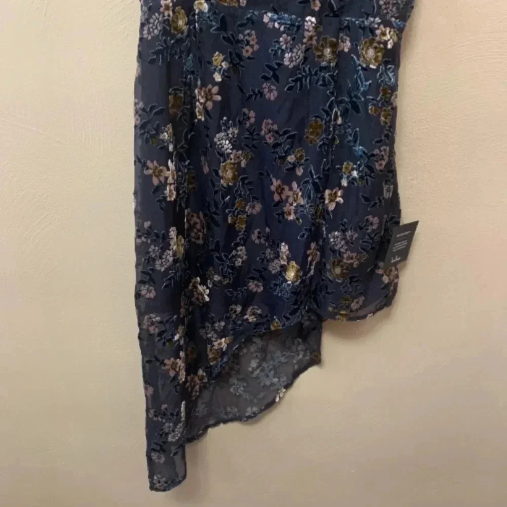 Lulus Evenings with You Dark Teal Floral Velvet Asymmetrical Dress - Picture 8 of 16